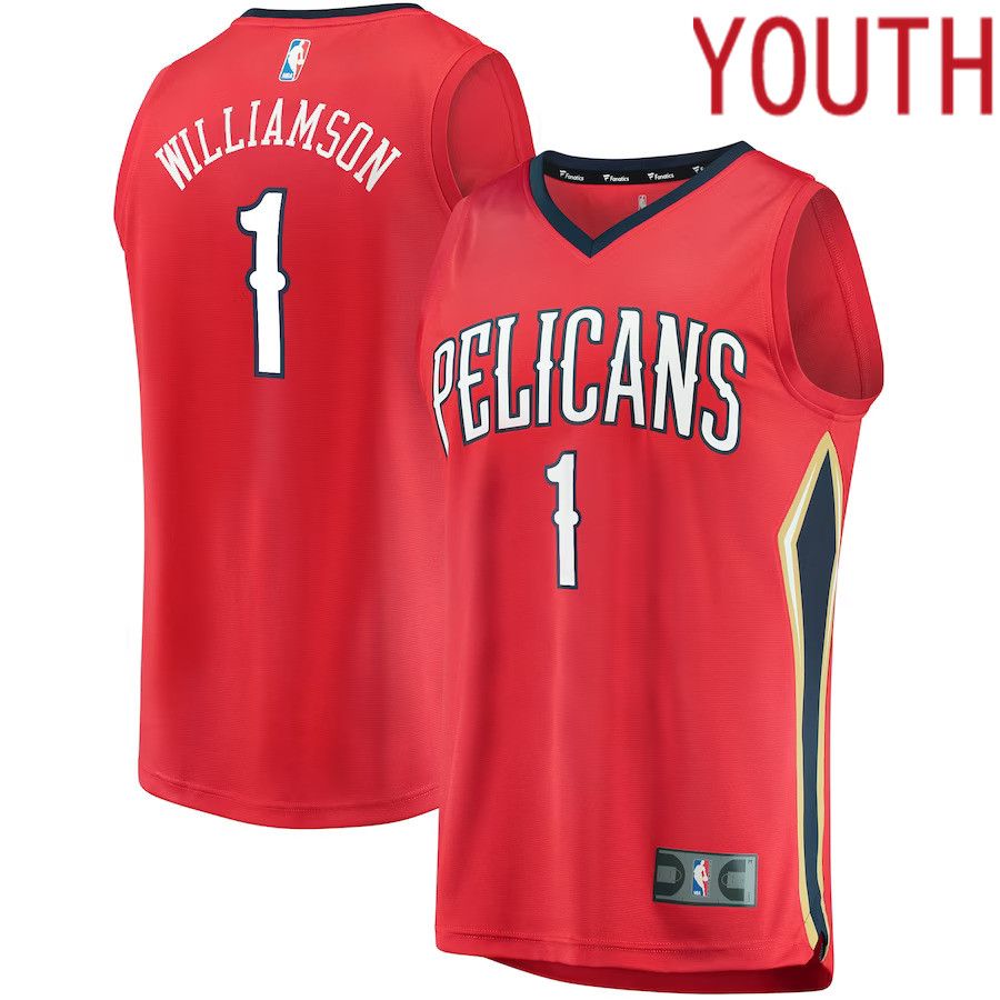 Youth New Orleans Pelicans #1 Zion Williamson Fanatics Branded Red Statement Edition Replica Fast Break NBA Jersey->->Youth Jersey